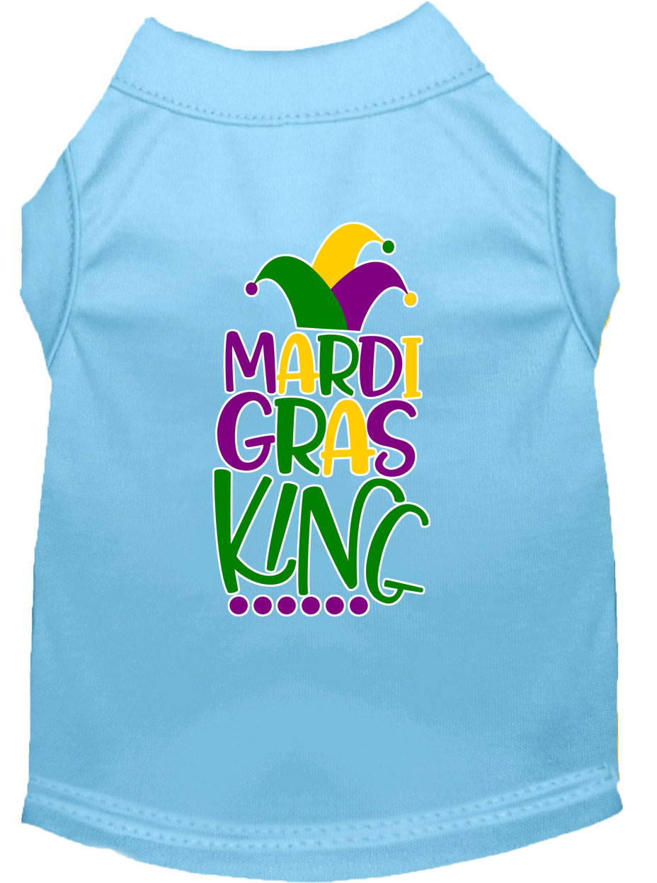 Mardi Gras King Screen Print Mardi Gras Dog Shirt Baby Blue Lg